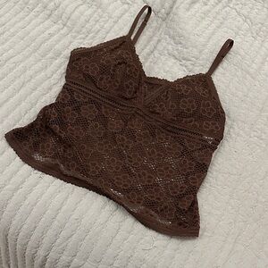 Aerie Brown Lace Cami